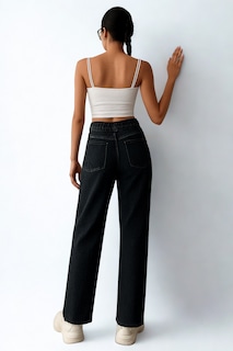 Foto 2 | Foto 2 | Jeans OBS Dama Wide Leg con Cinto y Parches Negro