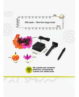 Foto 4 | Foto 4 | Luces Solares 100 Led Calabaza Murciélago Halloween Día De Muertos Decoración 8 Modos De Uso Para Exteriores