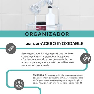 Foto 5 | Foto 5 | ''organizador Para Regadera De Aluminio Anti-óxido 2 Niveles Color Plateado ''
