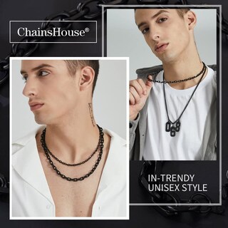 Foto 2 | Foto 2 | Collar Chainshouse Rolo De Acero Inoxidable Chapado En Negro 76 Cm - Venta Internacional.