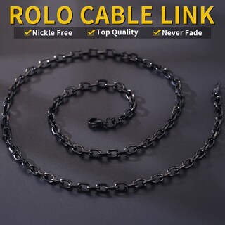 Foto 3 | Foto 3 | Collar Chainshouse Rolo De Acero Inoxidable Chapado En Negro 76 Cm - Venta Internacional.