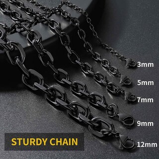 Foto 4 | Foto 4 | Collar Chainshouse Rolo De Acero Inoxidable Chapado En Negro 76 Cm - Venta Internacional.