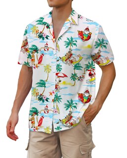 Foto 1 | Foto 1 | Camisa Cromoncent Para Niños Hawaiana Manga Corta Blanca Playa 2xl - Venta Internacional.