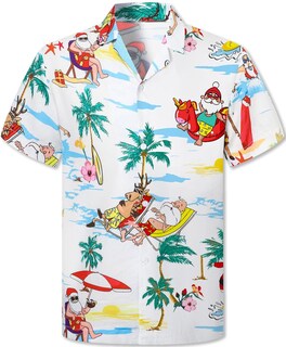 Foto 2 | Foto 2 | Camisa Cromoncent Para Niños Hawaiana Manga Corta Blanca Playa 2xl - Venta Internacional.