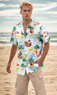 Foto 4 | Foto 4 | Camisa Cromoncent Para Niños Hawaiana Manga Corta Blanca Playa 2xl - Venta Internacional.