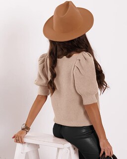 Foto 2 | Foto 2 | Jersey Goranbon Puff De Manga Corta Para Mujer Color Beige Claro - Venta Internacional.