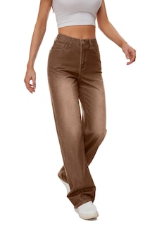 Foto 4 | Foto 4 | Vaqueros Kiczoy Clásicos De Talle Medio Para Mujer De Talle Medio Pernera Ancha Color Caqui - Venta Internacional.