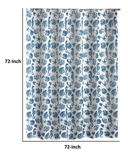 Foto 5 | Foto 5 | Cortina De Ducha Benzara Riga 183 Cm Microfibra Conchas Azules - Venta Internacional.