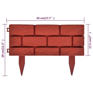 Foto 3 | Foto 3 | Separador De Césped Vidaxl Con Diseño De Ladrillo 11 Unidades 5 M Rojo - Venta Internacional.