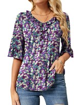 Blusa Tipo Túnica Ivicoer Summer Para Mujer Con Estampado Floral Morado - Venta Internacional.