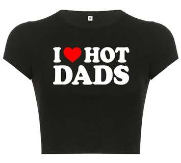 Foto 1 | Foto 1 | Camiseta Corta Con Estampado Woxlica I Heart Hot Dads Negra Para Mujer - Venta Internacional.