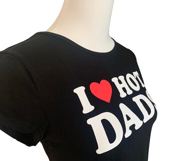 Foto 2 | Foto 2 | Camiseta Corta Con Estampado Woxlica I Heart Hot Dads Negra Para Mujer - Venta Internacional.