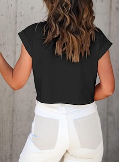 Foto 4 | Foto 4 | Top Corto Nagwoy Summer De Manga Corta Para Mujer Color Negro - Venta Internacional.