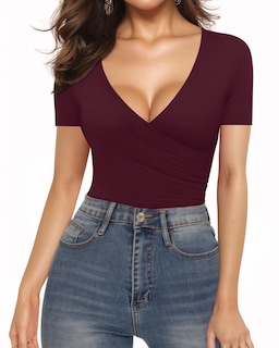 Foto 1 | Foto 1 | Blusa Tipo Túnica Mangopop Para Mujer Con Cuello En V Profundo Y Fruncido - Venta Internacional.