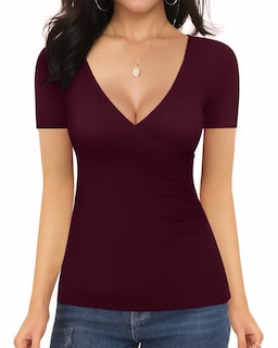 Foto 2 | Foto 2 | Blusa Tipo Túnica Mangopop Para Mujer Con Cuello En V Profundo Y Fruncido - Venta Internacional.