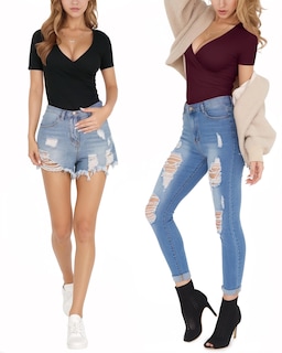 Foto 4 | Foto 4 | Blusa Tipo Túnica Mangopop Para Mujer Con Cuello En V Profundo Y Fruncido - Venta Internacional.
