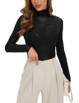 Camiseta Kiczoy De Manga Larga Transparente De Malla Transparente Para Mujer - Venta Internacional.