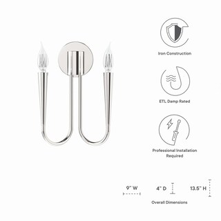 Foto 6 | Foto 6 | Lámpara De Pared Modway Penrose 2 Luces Níquel Pulido - Venta Internacional.