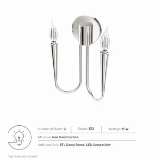 Foto 7 | Foto 7 | Lámpara De Pared Modway Penrose 2 Luces Níquel Pulido - Venta Internacional.