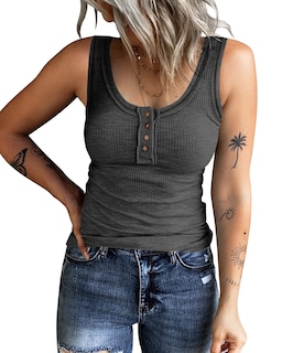 Foto 1 | Foto 1 | Camiseta Sin Mangas Kinlonsair Para Mujer Cuello En V Gris Oscuro - Venta Internacional.
