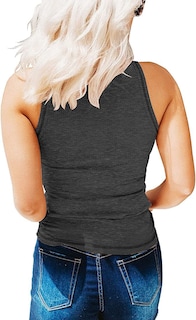 Foto 2 | Foto 2 | Camiseta Sin Mangas Kinlonsair Para Mujer Cuello En V Gris Oscuro - Venta Internacional.