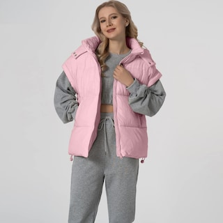 Foto 3 | Foto 3 | Chaleco Acolchado Shiyifa Para Mujer Extragrande Sin Mangas Rosa Acolchado Xl - Venta Internacional.