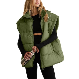 Foto 1 | Foto 1 | Chaleco Acolchado Shiyifa Para Mujer De Gran Tamaño Sin Mangas Color Verde Militar - Venta Internacional.