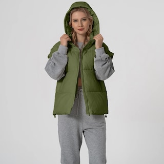 Foto 2 | Foto 2 | Chaleco Acolchado Shiyifa Para Mujer De Gran Tamaño Sin Mangas Color Verde Militar - Venta Internacional.