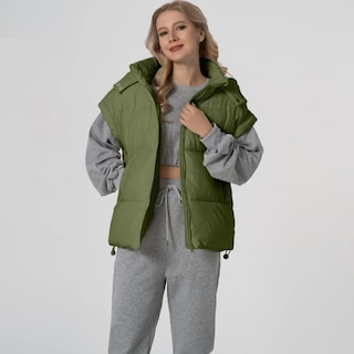 Foto 3 | Foto 3 | Chaleco Acolchado Shiyifa Para Mujer De Gran Tamaño Sin Mangas Color Verde Militar - Venta Internacional.