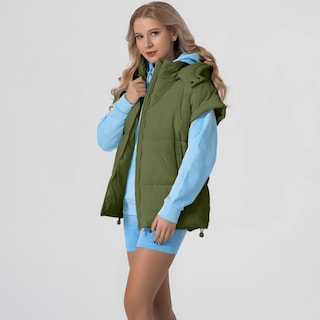 Foto 4 | Foto 4 | Chaleco Acolchado Shiyifa Para Mujer De Gran Tamaño Sin Mangas Color Verde Militar - Venta Internacional.