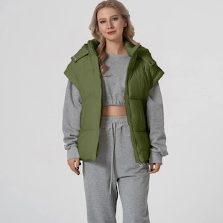 Foto 5 | Foto 5 | Chaleco Acolchado Shiyifa Para Mujer De Gran Tamaño Sin Mangas Color Verde Militar - Venta Internacional.