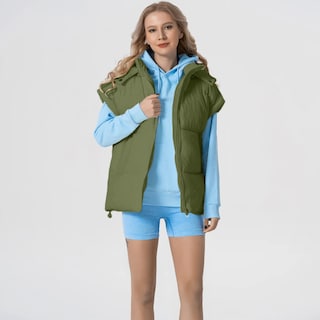 Foto 7 | Foto 7 | Chaleco Acolchado Shiyifa Para Mujer De Gran Tamaño Sin Mangas Color Verde Militar - Venta Internacional.