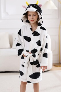 Foto 4 | Foto 4 | Albornoz Deley Unisex De Franela De Vaca Para Niños Pequeños - Venta Internacional.