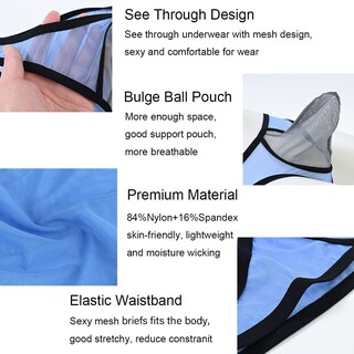Foto 3 | Foto 3 | Calzoncillos Zonbailon Para Hombre Malla Transparente Talle Bajo Azul L - Venta Internacional.