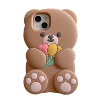 Funda De Teléfono Yakvook Kawaii Teddy Bear Para Iphone 15 De Silicona Color Marrón - Venta Internacional.