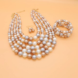 Foto 3 | Foto 3 | Set De Collares Melime Faux Big Pearl De 5 Capas Para Mujer - Venta Internacional.