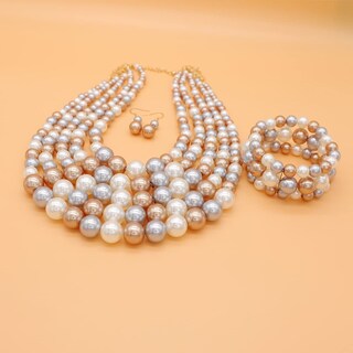 Foto 4 | Foto 4 | Set De Collares Melime Faux Big Pearl De 5 Capas Para Mujer - Venta Internacional.