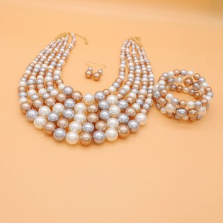 Foto 5 | Foto 5 | Set De Collares Melime Faux Big Pearl De 5 Capas Para Mujer - Venta Internacional.