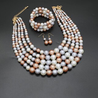Foto 6 | Foto 6 | Set De Collares Melime Faux Big Pearl De 5 Capas Para Mujer - Venta Internacional.