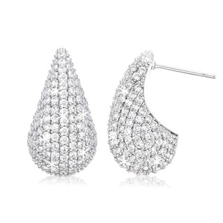 Foto 1 | Foto 1 | Pendientes Tipo Argolla Sweetv De Plata Gruesa Para Mujer Con Circonita Cúbica - Venta Internacional.