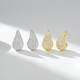 Foto 5 | Foto 5 | Pendientes Tipo Argolla Sweetv De Plata Gruesa Para Mujer Con Circonita Cúbica - Venta Internacional.