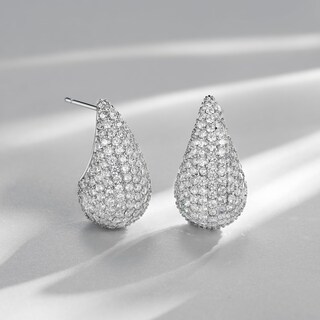 Foto 6 | Foto 6 | Pendientes Tipo Argolla Sweetv De Plata Gruesa Para Mujer Con Circonita Cúbica - Venta Internacional.
