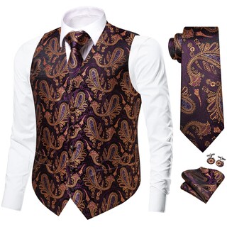 Foto 1 | Foto 1 | Conjunto De Chaleco Y Chaleco Dubulle Para Hombre Traje De Cachemir Con Estampado Floral Naranja - Venta Internacional.