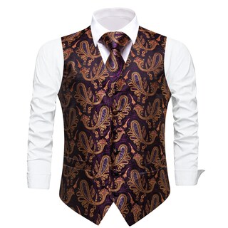 Foto 4 | Foto 4 | Conjunto De Chaleco Y Chaleco Dubulle Para Hombre Traje De Cachemir Con Estampado Floral Naranja - Venta Internacional.