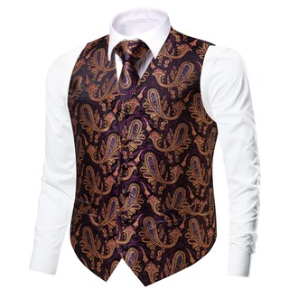 Foto 5 | Foto 5 | Conjunto De Chaleco Y Chaleco Dubulle Para Hombre Traje De Cachemir Con Estampado Floral Naranja - Venta Internacional.