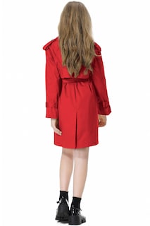 Foto 2 | Foto 2 | Gabardina Betusline De Doble Botonadura Roja Para Mujer - Venta Internacional.