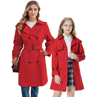 Foto 3 | Foto 3 | Gabardina Betusline De Doble Botonadura Roja Para Mujer - Venta Internacional.