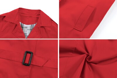 Foto 7 | Foto 7 | Gabardina Betusline De Doble Botonadura Roja Para Mujer - Venta Internacional.