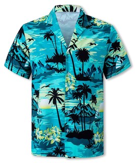 Foto 2 | Foto 2 | Camisa Cromoncent Hawaiian Para Hombre De Manga Corta Color Verde Azulado Talla S - Venta Internacional.