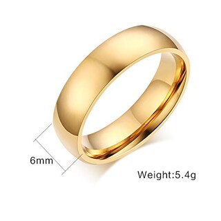 Foto 2 | Foto 2 | Anillo Jajafook De Acero Inoxidable De 6 Mm De Ancho Dorado Talla 7 - Venta Internacional.